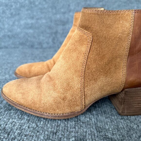 Madewell Asher Booties Womens 7 Brown Suede Leather Side Zip Heel Casual Boots - Picture 5 of 16